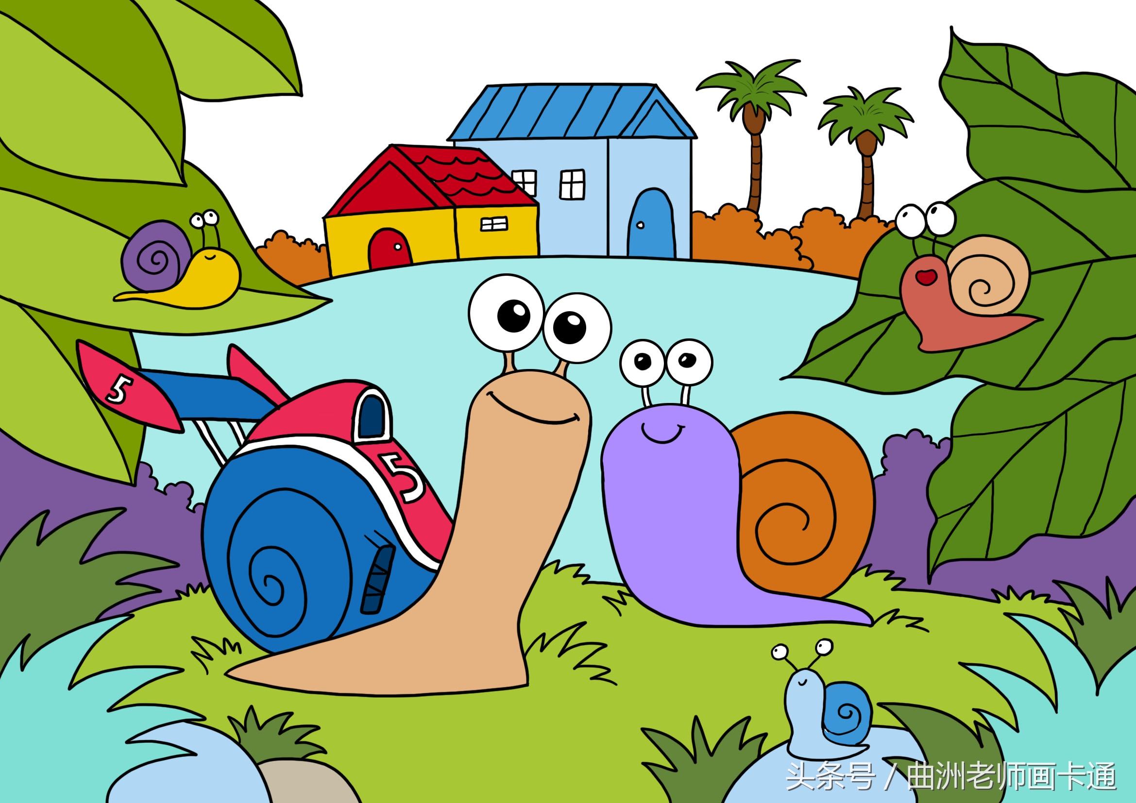 画可爱的蜗牛简笔画,蜗牛简笔画儿童画步骤