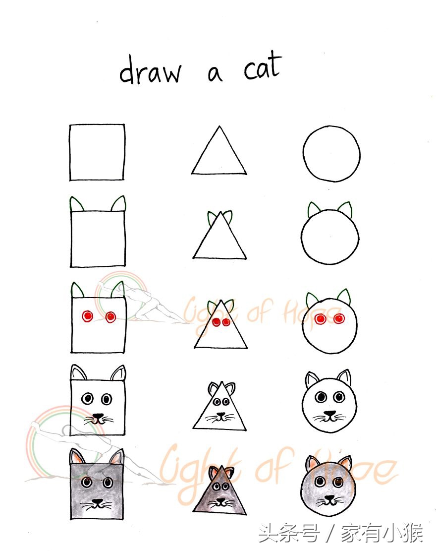 正方形三角形圆形简笔画,三角形加正方形简笔画