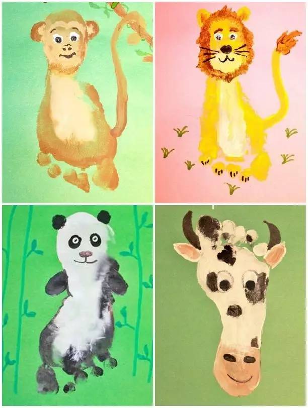 幼儿动物涂鸦画,儿童手工贴纸画动物