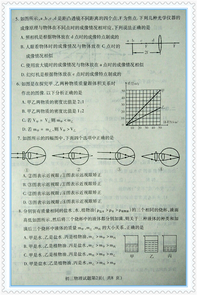 温州中学高一物理期末考试卷真题,初二物理期末考试真题