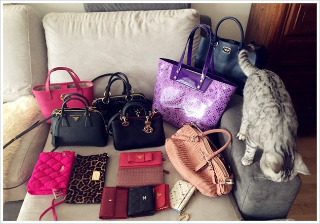 富家千金德法美加4国疯狂购物，只买了PRADA15只包，请网友们鉴定