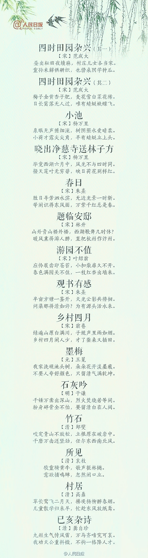 义务教育古诗必背新增了多少篇,人民日报推荐小学初中必背古诗