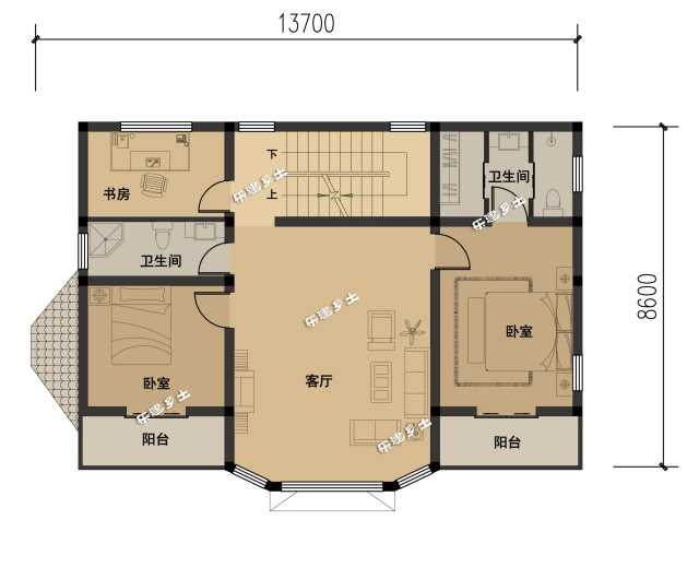 广州乡村自建14X9米四层民宅全套图纸+360°全景展示