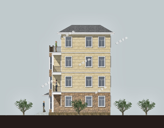 广州乡村自建14X9米四层民宅全套图纸+360°全景展示