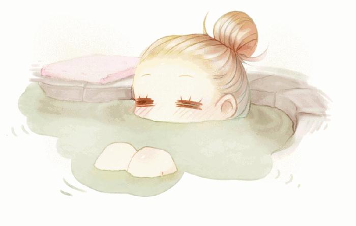 一起泡温泉的奢侈的享受,夏日一起泡温泉