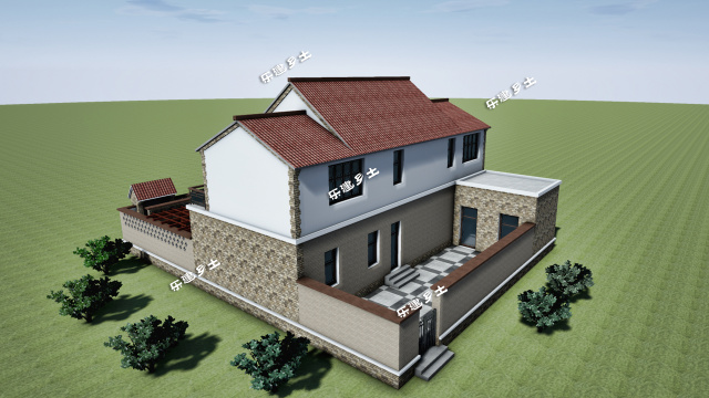 17x21米二层传统前、后合院式布局新民居设计全套图纸