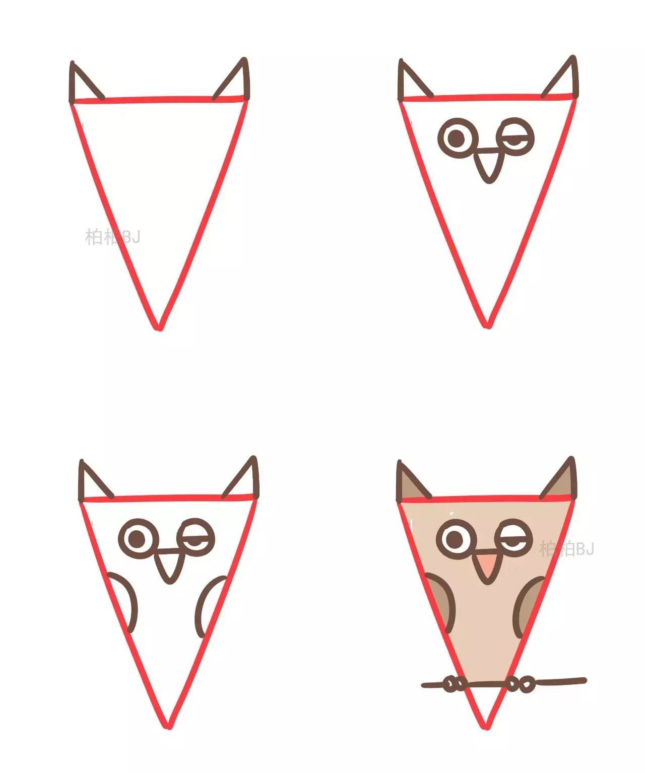 三年级简笔画趣味思维图,三角形创意简笔画