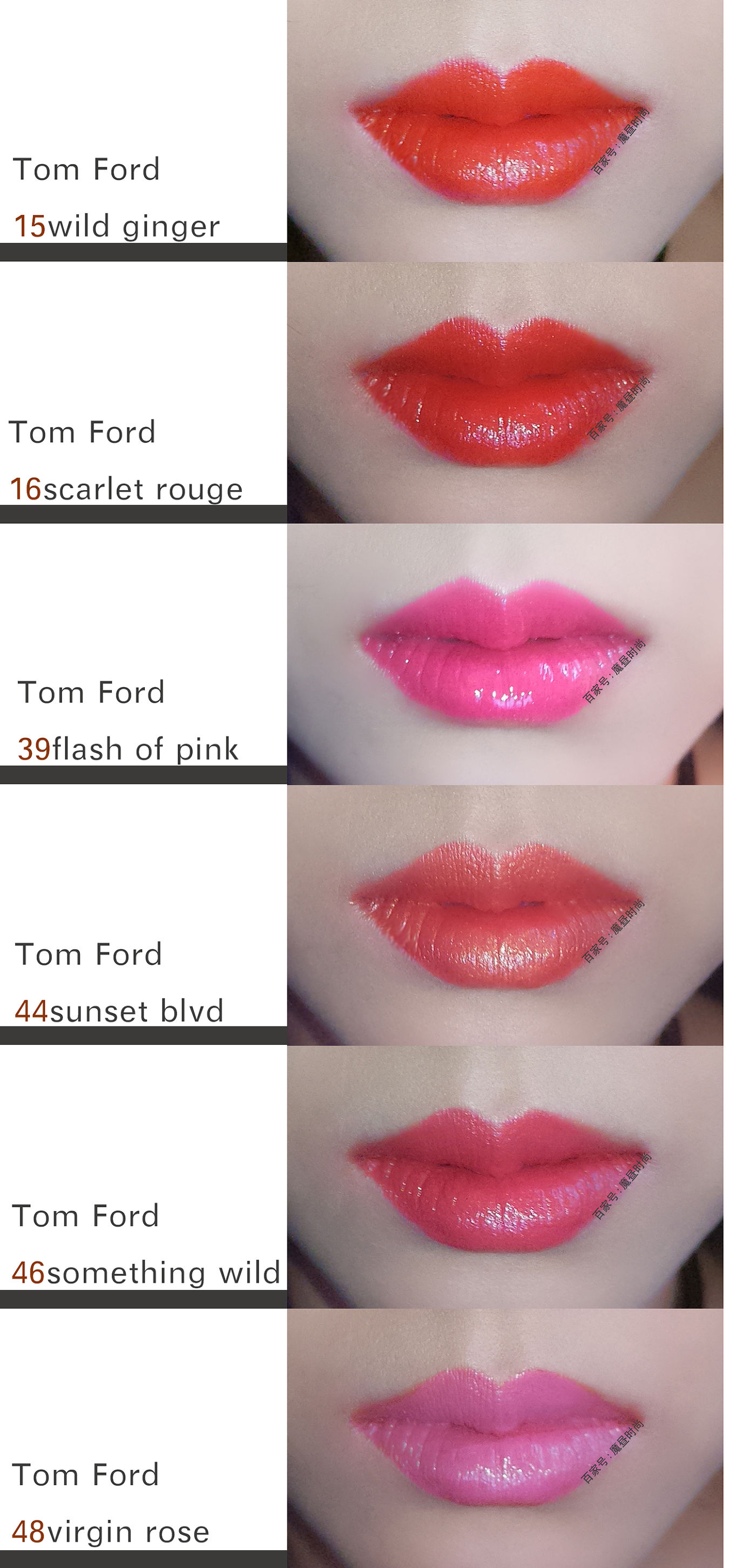 tf细黑管口红24真实试色,tf黑金黑管口红最火色