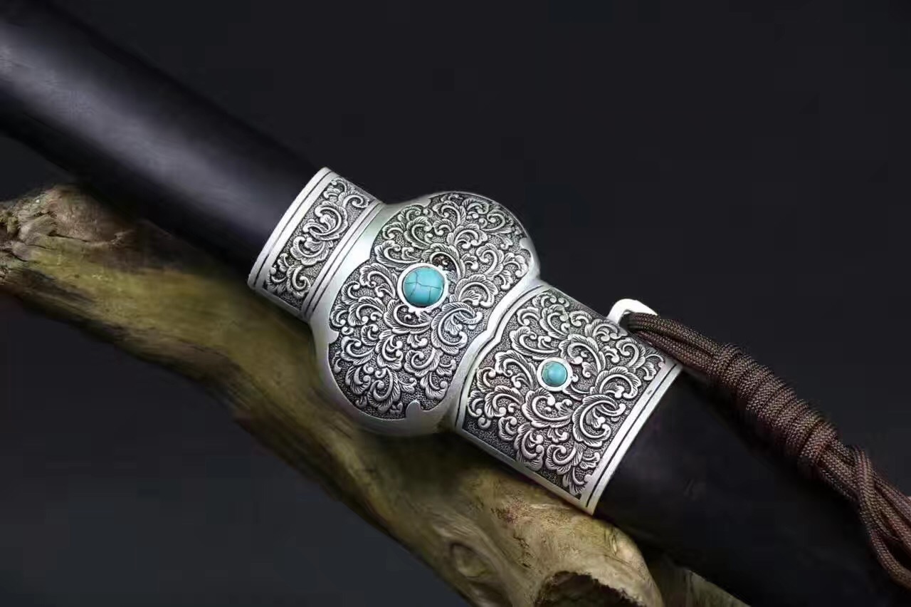 20寸-百炼花纹钢高硬度镀银乌木剑鞘太子战剑鉴赏