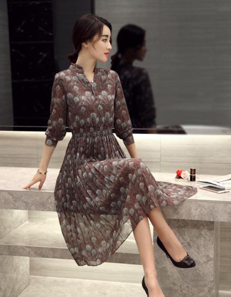 优雅气质高端的连衣裙雪纺,春秋雪纺连衣裙气质高级感轻奢