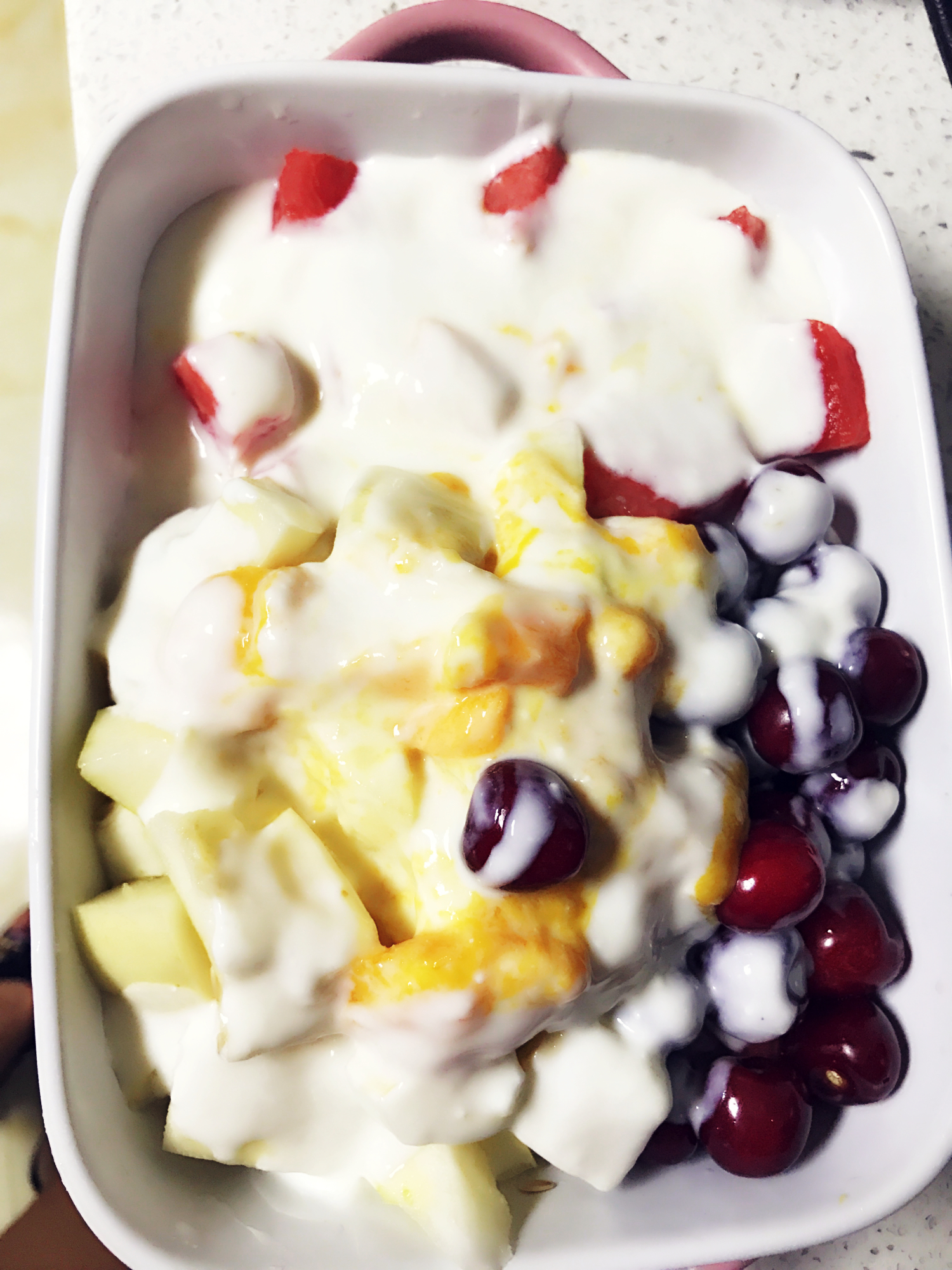 每日优鲜酸奶水果捞,冰凉爽口酸奶水果捞