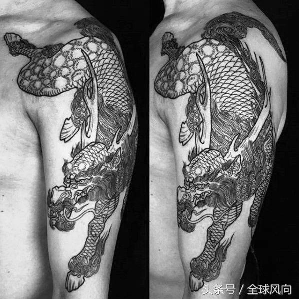 麒麟上云纹身图片大全,麒麟的纹身图案大全