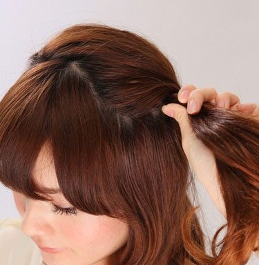 干练简约花苞头扎法教程,长直发凌乱花苞头扎法