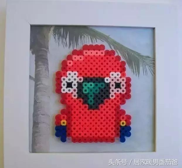 大家一起做手工,拼豆豆简单作品