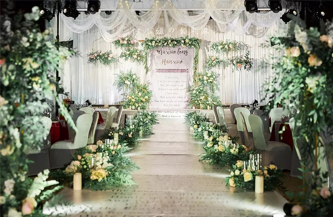 户外婚礼场景布置效果图,红色系婚礼户外布置场景