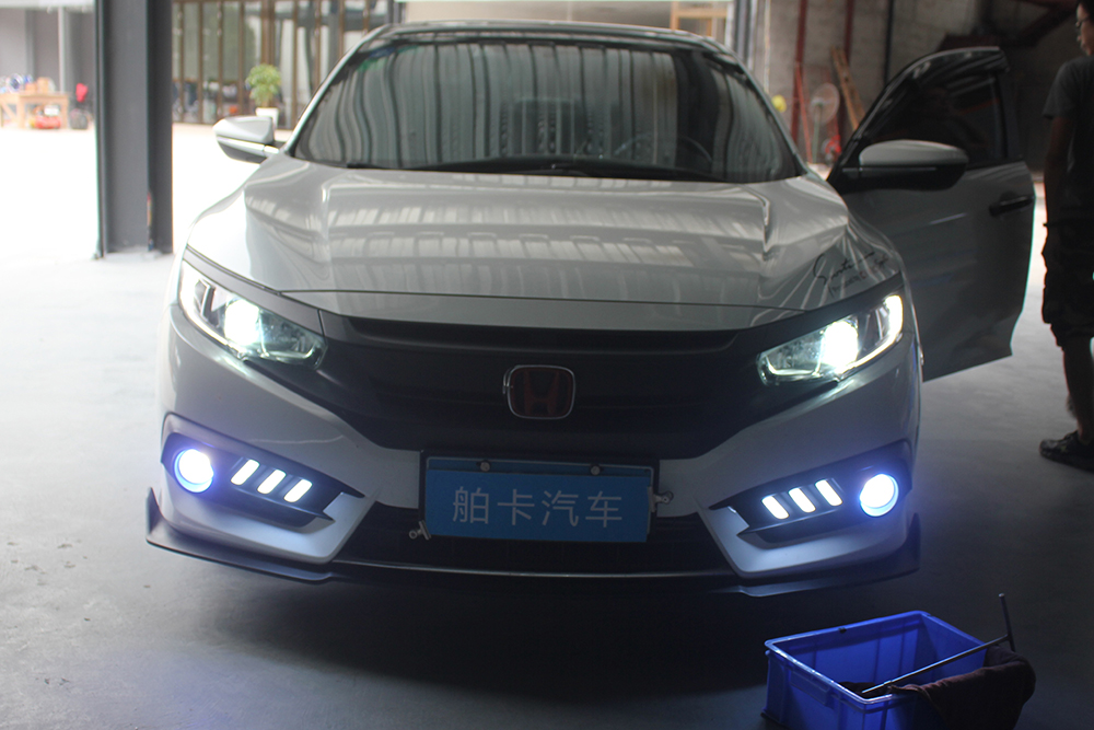 9.5代思域顶配改灯全过程,玩思域改装