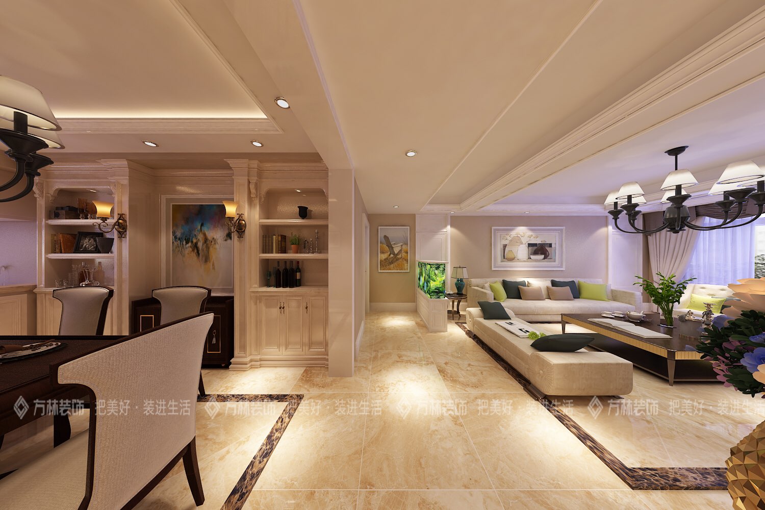 沈阳方林150平米轻奢装修图,沈阳方林风格装修效果图
