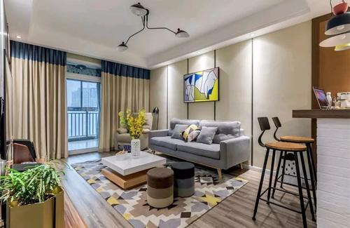 清新北欧风装修70平,蓝庭国际精装修效果图