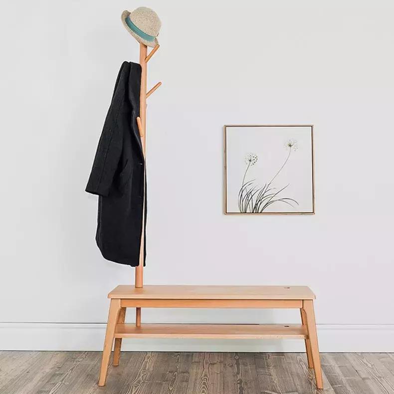 实木衣帽架摆放效果图,实木家用落地式衣帽架超强收纳