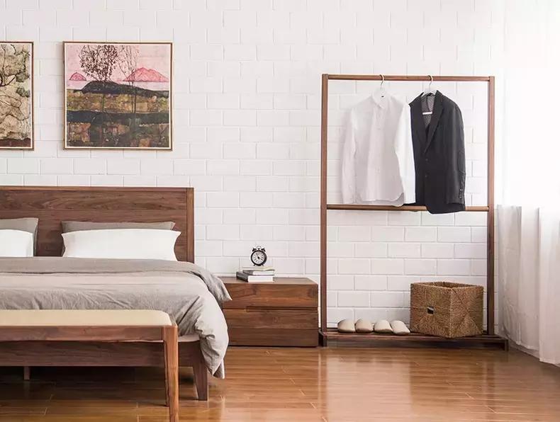 实木衣帽架摆放效果图,实木家用落地式衣帽架超强收纳