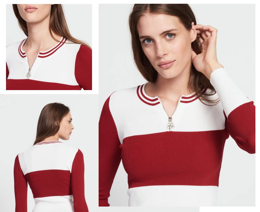 驼色条纹毛衫搭配,条纹长袖毛衣怎么穿