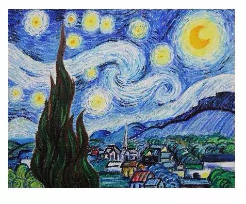 梵高星空儿童画教程油画棒,25色樱花油画棒画梵高星空