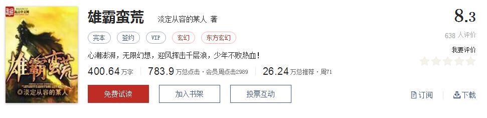 全精品系列网络小说推荐，起点8.3分高评价口碑神作，大神经典