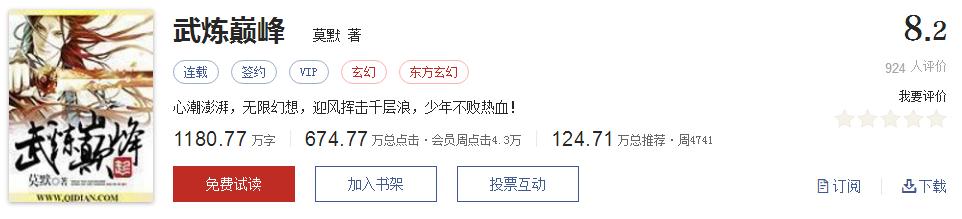 起点8.2分高评分精品网络小说,50本网络小说巅峰神作推荐