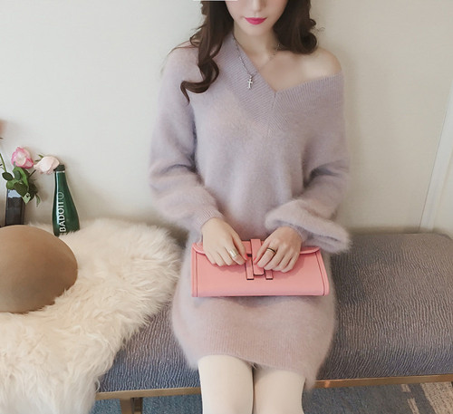 北极绒毛衣穿搭,白色貂绒毛衣搭配冬季