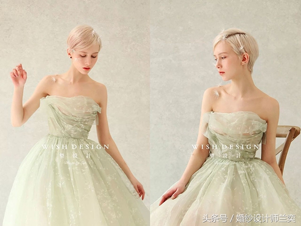 蓝色礼服婚纱风格,婚礼布置蓝绿适合哪种婚纱