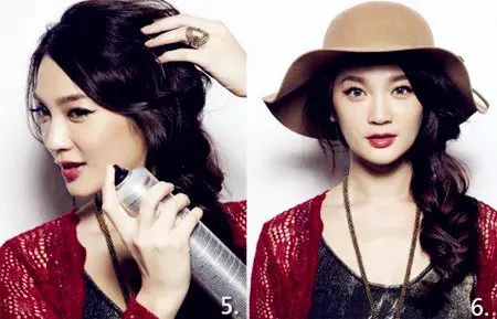 冬季戴帽子发型扎法,戴帽子发型这样搞温暖又好看