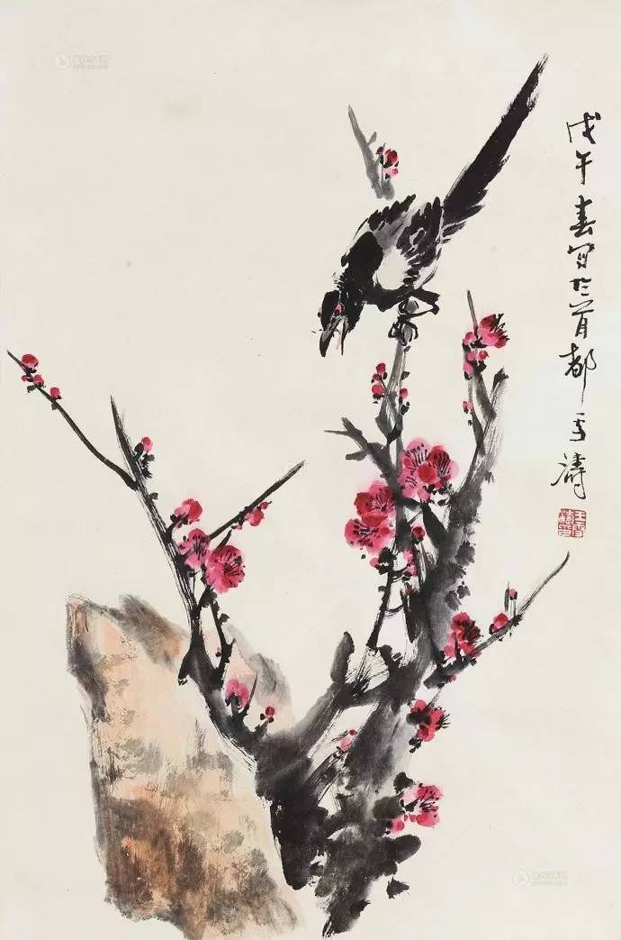 花鸟大师王雪涛画梅,王雪涛花鸟画图片梅花