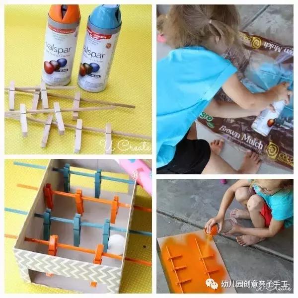 幼儿园纸盒足球手工,幼儿园益智手工盒子踢足球