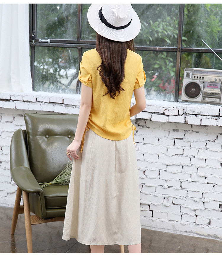 散发强大女神气场，让人过目不忘的棉麻立领中长裙套装