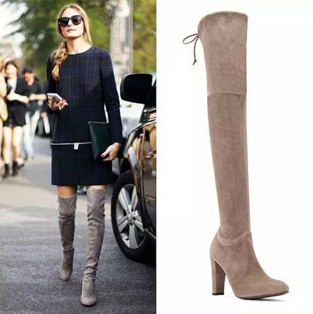 冬天适合粗腿穿的长筒靴,冬天穿光腿神器配过膝靴