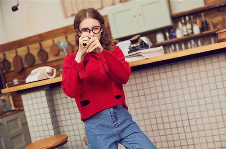 个性高级毛衣破洞,破洞设计感毛衣中长款