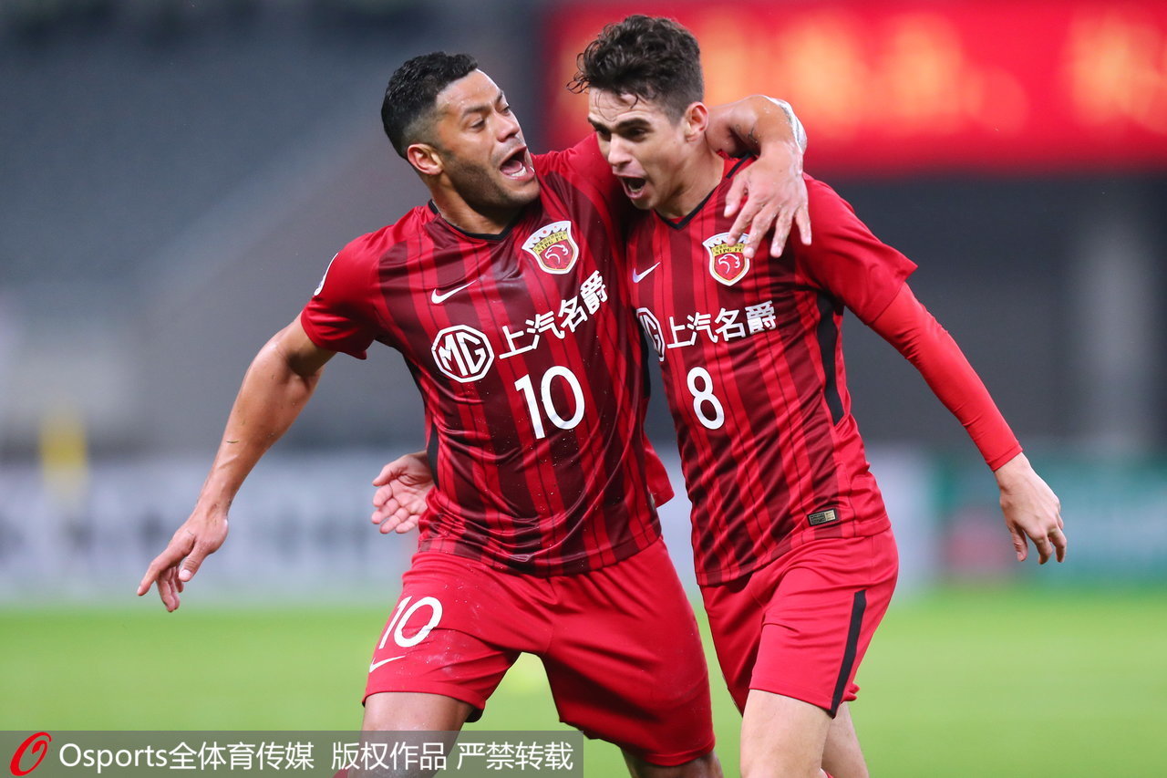 亚冠上港2-2蔚山现代,武磊上港奥斯卡梅开二度