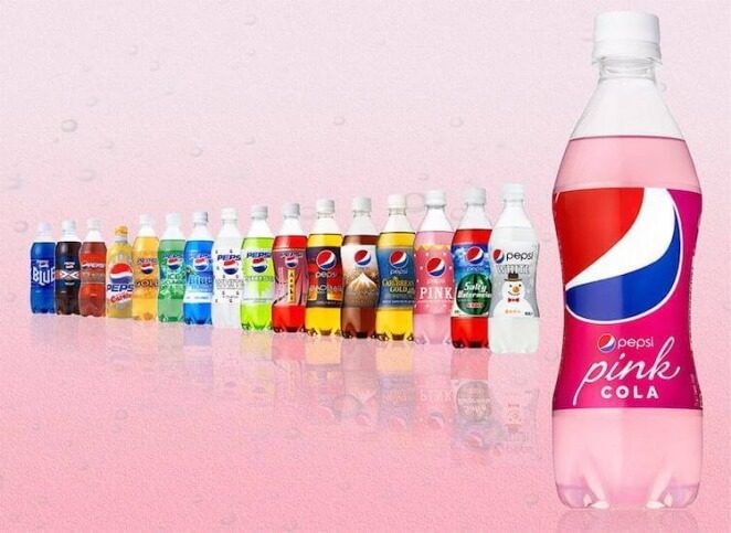 日本各种颜色可乐,五种口味的可乐