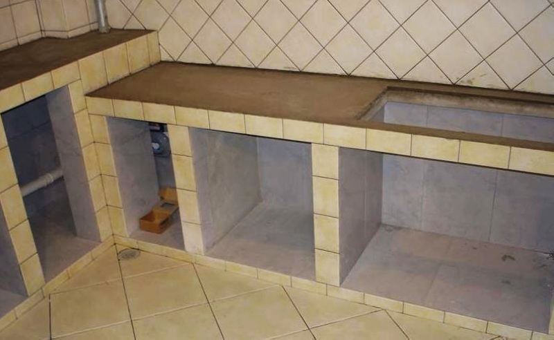 砖砌橱柜不做柜门怎么做才美观,砖砌橱柜如何免拉手