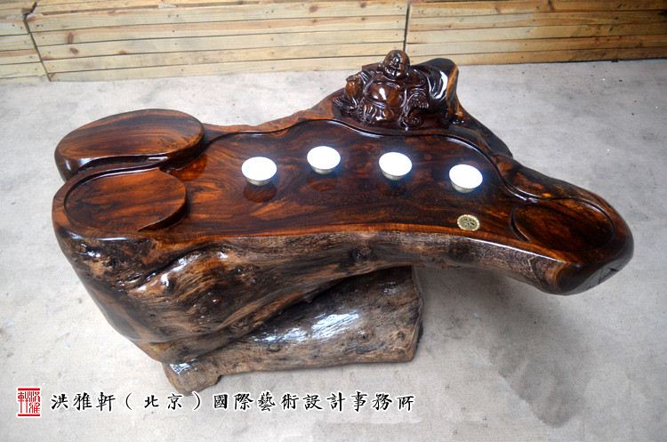 名匠实木小茶几鸡翅木,老榆木树根雕茶几