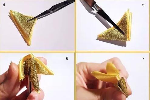 丝带五瓣花发卡制作教程,diy手工制作蝴蝶结小发卡