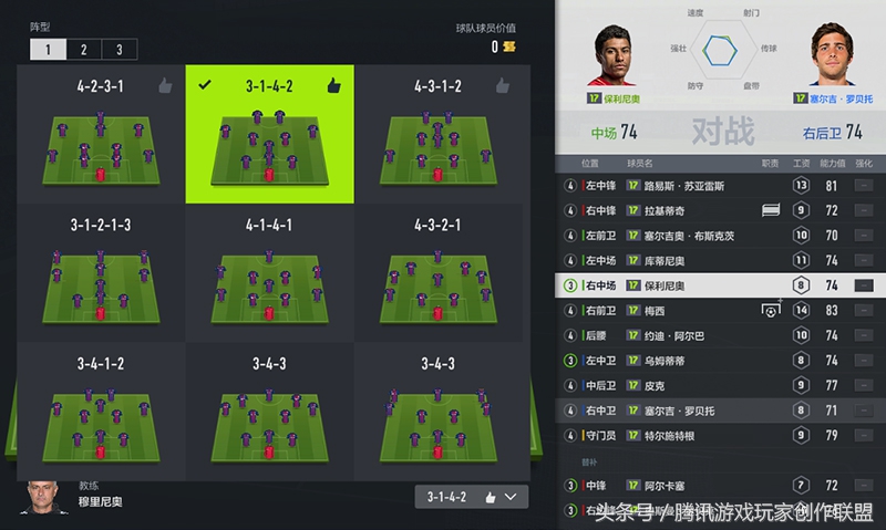 3142阵型讲解与战术板推荐,最好用的进攻阵型