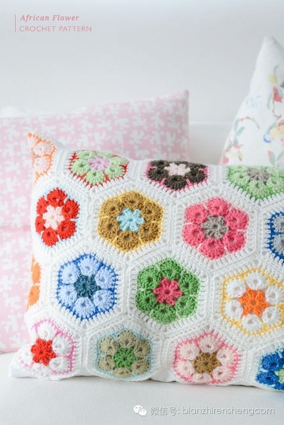 钩针方格非洲菊图解,非洲菊拼花的钩针图解