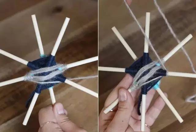 用毛线和竹棍编十字架,木棍编织方法图解