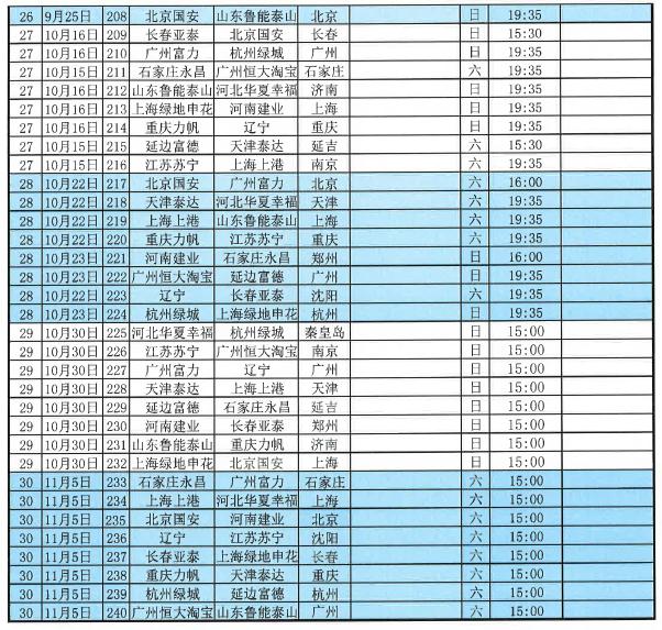 2023年中超赛程表图文,2023中超赛程表完整版