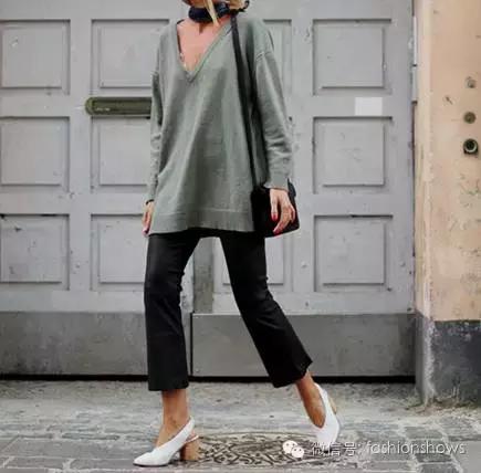 藏青色复古慵懒风套装裤子,秋冬流行趋势裤子