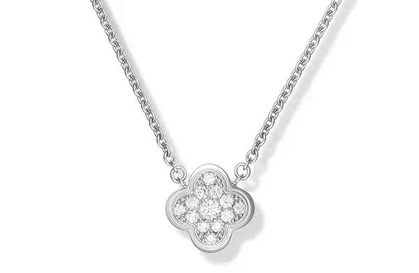 vca四叶草带钻项链系列,vca梵克雅宝四叶草项链