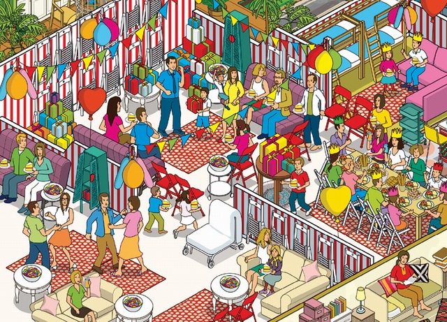 家居插画客厅,家居美学插画