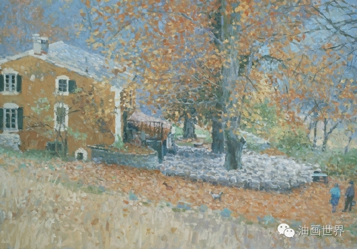 禅意山水意境油画,浓郁诗意的风景油画