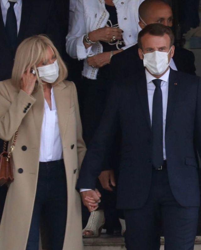 布丽吉特久违亮相,法国总统马克龙和妻子布丽吉特